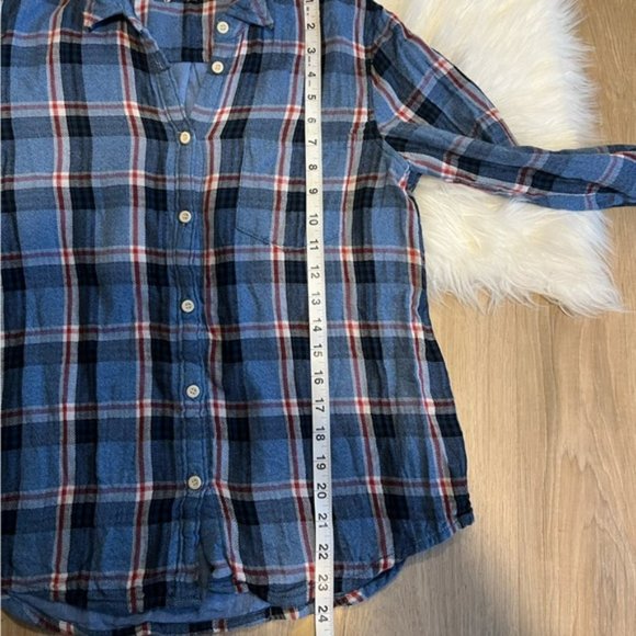 Madewell Blue Plaid Flannel - Picture 9 of 10